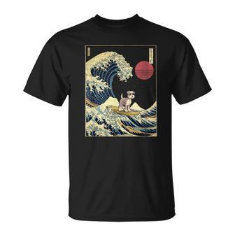 ミニチュア シュナウザー 和 神奈川波 おもしろ サーフ 犬 Tシャツ - Kawaiitshirt