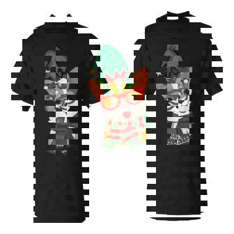 メリークリスマス かわいいオタクウェールズコーギー エルフの帽子とスカーフ付き Tシャツ - Kawaiitshirt