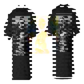 モナリサダヴィンチ プリントシャツ 柴犬とモナリサ Tシャツ - Kawaiitshirt