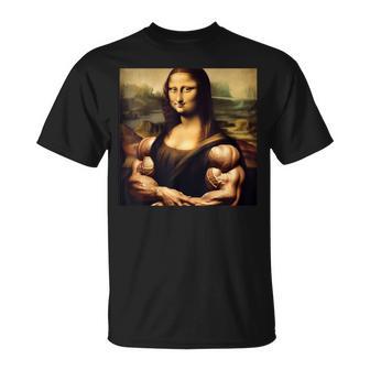 モナリザ 筋肉付き おもしろギフト Tシャツ - Kawaiitshirt