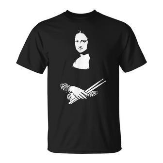モナリザをドラムスティックで叩くドラマー Tシャツ - Kawaiitshirt