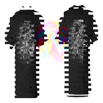 ライオンアート 抽象 カラフル 動物 グラフィック ライオン Tシャツ - Kawaiitshirt