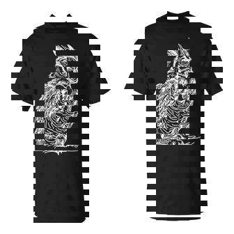 ラインアート 鳥・鳥類学者 オオツノフクロウ Tシャツ - Kawaiitshirt