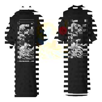 ラッコ 日本の神奈川波 おもしろサーフアニマル Tシャツ - Kawaiitshirt