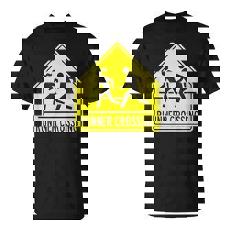 ランナー クロッシング サイン モチベーションを高める 面白い ランニング Tシャツ - Kawaiitshirt