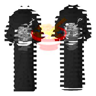 ラーメンを食べる三匹のかわいいカエルのお揃い アニメ恋人 食通 Tシャツ - Kawaiitshirt