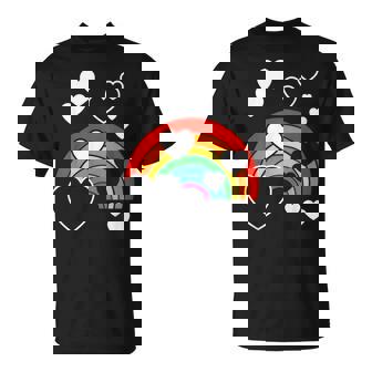 レインボーカラー ホワイト ハート ハート 雨 虹 旗 Tシャツ - Kawaiitshirt