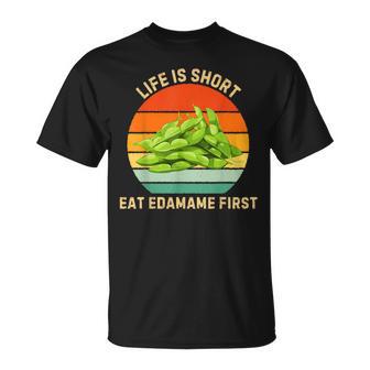 レトロライフは短く食べる 枝豆 はじめて枝豆 食べ物好き Tシャツ - Kawaiitshirt