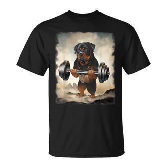 ロットワイラー 犬の筋トレ ウェイトリフティング Tシャツ - Kawaiitshirt