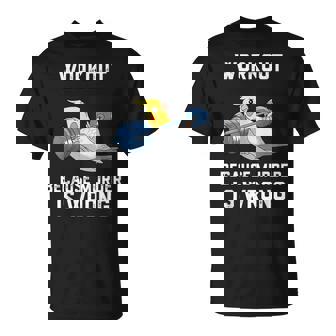 ワークアウト Because Murder Is Wrong 面白いオウム オカメインコ 鳥 Tシャツ - Kawaiitshirt