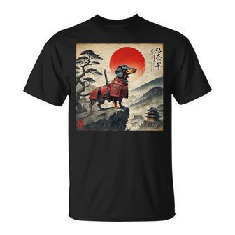 ヴィンテージ ダックスフンド サムライ ウナー 犬 日本の浮世絵 アート Tシャツ - Kawaiitshirt
