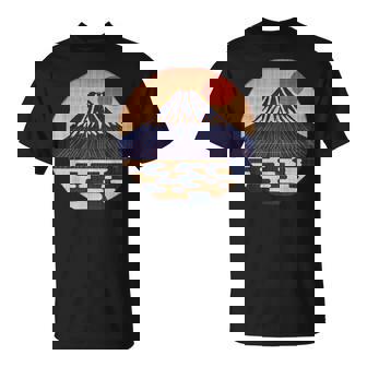 ヴィンテージ 和 富士山 山の上の日本の舞う太陽 Tシャツ - Kawaiitshirt