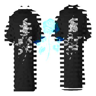 一輪挿し 青いバラ かわいい 青いバラ 花 ガーデニング Tシャツ - Kawaiitshirt