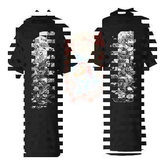 三味線猫 ヴィンテージ 日本 鬼 デザイン Tシャツ - Kawaiitshirt