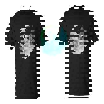 三日月の下で遠吠えするオオカミ 野生動物 Tシャツ - Kawaiitshirt