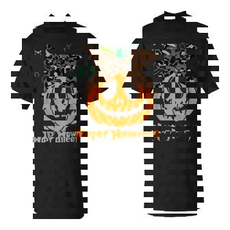 不気味なカボチャ ヒョウ柄 乱雑なお団子 ハロウィン 面白い Tシャツ - Kawaiitshirt