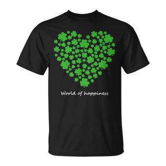 世界中の幸せを願う 可愛い ハート クローバー 反戦 平和 Tシャツ - Kawaiitshirt
