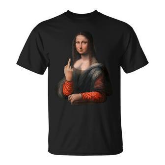 中指軽量グラフィックのモナリザ Tシャツ - Kawaiitshirt