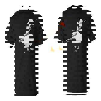 刀を持ったアヒルと剣を持つアヒル 刀包丁 ガチョウ Tシャツ - Kawaiitshirt