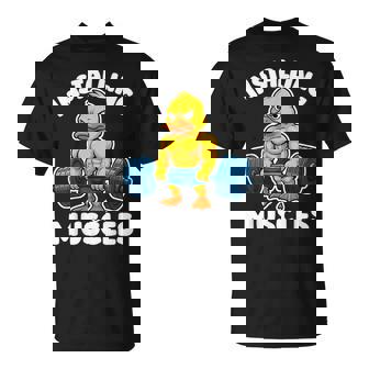 取り付け 筋肉 アヒル ウェイトリフティング フィットネス ジム 男の子 男性 Tシャツ - Kawaiitshirt