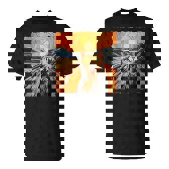 叫ぶ猫、エドヴァルド・ムンク風、面白い猫 Tシャツ - Kawaiitshirt