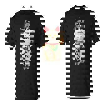 和風招き猫デザイン 縁起物アート 招福と金運アップ Tシャツ - Kawaiitshirt