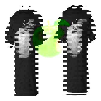 噛まれた青リンゴのイラスト Tシャツ - Kawaiitshirt