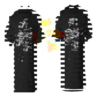 四つ葉のクローバーのシルエット 花 植物 花柄 Tシャツ - Kawaiitshirt