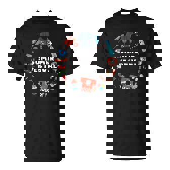 夏まつり かき氷 金魚 うちわ はっぴ りんごあめ 提灯 風鈴 ヨーヨー Tシャツ - Kawaiitshirt