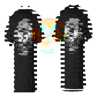 夕日の美しいコンゴウインコ、スカーレットコンゴウインコ Tシャツ - Kawaiitshirt