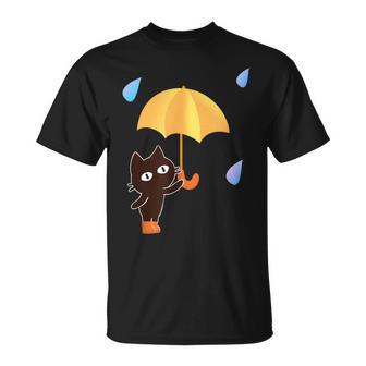 大人かわいい絵本の猫 雨の日 Tシャツ - Kawaiitshirt