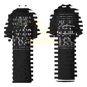 妻を見つけた彼は、良いことを見つける 夫のことわざ 18 22 Tシャツ - Kawaiitshirt