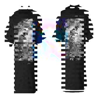 宇宙猫 乗馬サメ ギャラクシー レインボーキャット オンシャークス Tシャツ - Kawaiitshirt