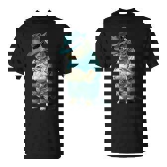 帽子をかぶった面白い太った猫 Ia アート デザイン太った子猫猫愛好家 Tシャツ - Kawaiitshirt