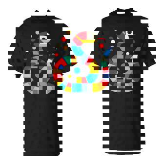 幾何学的 ミニマリズム イラスト ガーター 蛇 爬虫類 Tシャツ - Kawaiitshirt