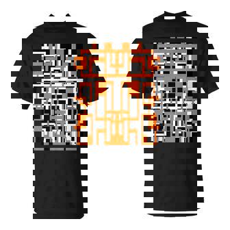 幾何学的図形 パターン オレンジ 白 黒 背景 Tシャツ - Kawaiitshirt