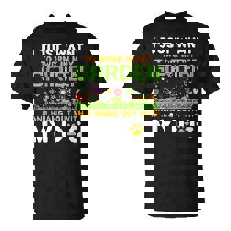 庭で働いて犬とたむろしたい Tシャツ - Kawaiitshirt