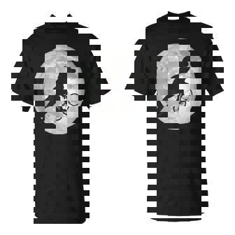 恐竜 ダイナソー 面白いtシャツ ティラノサウルス 月と自転車 サイクリング アート メンズ 子供 おもしろ 服 ネタ Tシャツ - Kawaiitshirt