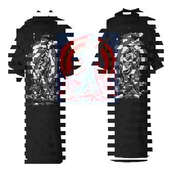 愛国的なスケルトン ロックンロールミュージック アメリカンスタイル Tシャツ - Kawaiitshirt