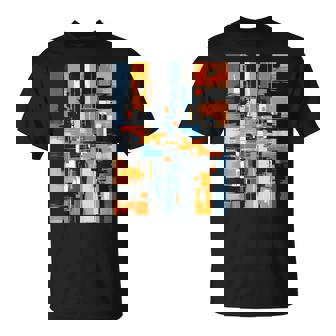 抽象幾何アート オレンジ青 モダン Abstract Geometric Composition Tシャツ - Kawaiitshirt