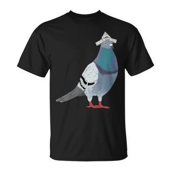 新聞帽子をかぶった鳩 Tシャツ - Kawaiitshirt