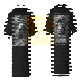 日よけ帽子をかぶったかわいいナマケモノ、面白いナマケモノ Tシャツ - Kawaiitshirt