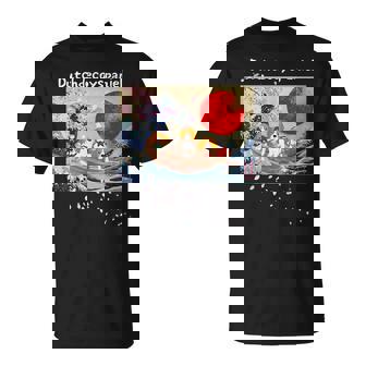 日本 版画 ダッチ デコイ スパニエル デコピン 神奈川の波 海 桜 Tシャツ - Kawaiitshirt