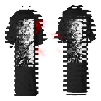 日本のクモユリ 侍 猫 グランジ 浮世絵 アニメアート Tシャツ - Kawaiitshirt