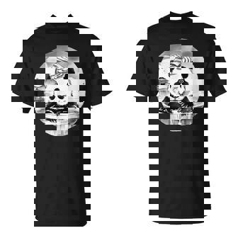 日本の温泉 パンダ 面白い 水墨画 温泉旅行 入浴 銭湯 お風呂 バスタイム 動物 和風 Tシャツ - Kawaiitshirt