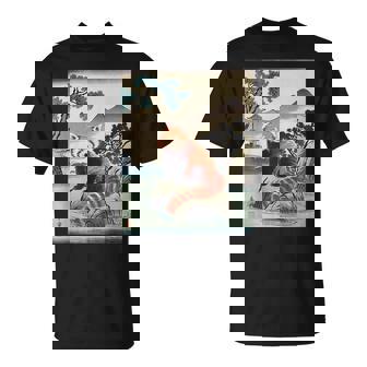 日本美術 レッサーパンダ 京斎 ヴィンテージ 日本 作品 Tシャツ - Kawaiitshirt