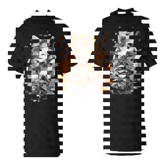 日本美術 猫 忍者 浮世絵 アニメ風 侍猫 Tシャツ - Kawaiitshirt