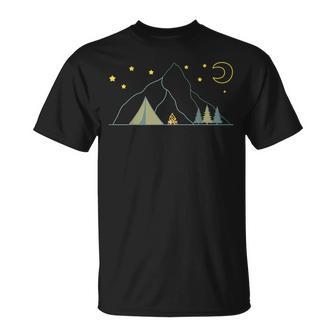星空のテントでのキャンプ-キャンプモチーフの自然休暇キャンパー Tシャツ - Kawaiitshirt