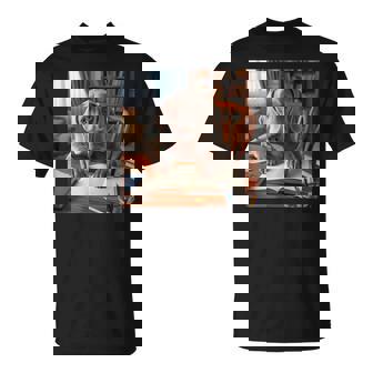 書斎でワイマラナー犬を書く詩 3 Tシャツ - Kawaiitshirt