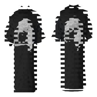 月と犬のシルエット ポンポメラニアン Tシャツ - Kawaiitshirt